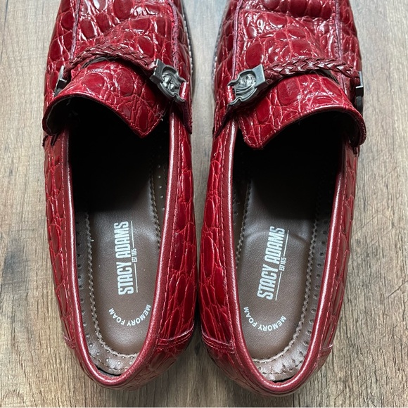Stacy Adams Mens Red Diamonte Leather Dress Shoes 10 M - Picture 7 of 12
